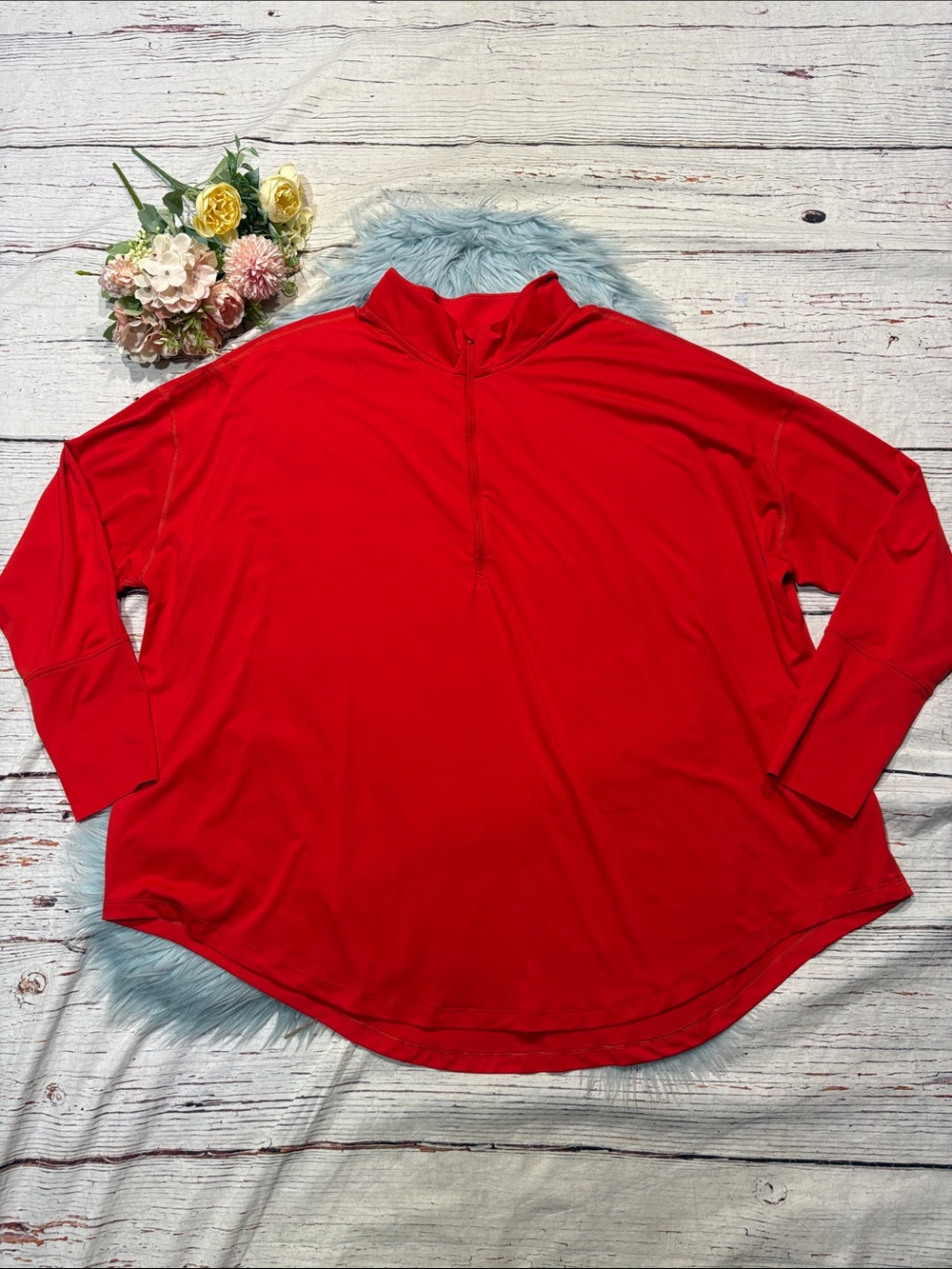 The Great x Eddie Bauer Orange Bright 1/4 Zip Long Sleeve Athletic Top